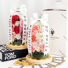 Thelimekorea 康乃馨迷你花環玻璃罩, 紅色