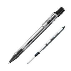 LAMY Vista 圓珠筆 1.0 毫米 + M16F 黑色圓珠筆筆芯 0.8 毫米套組, 原子筆(透明)+筆盒(隨機出貨), 1組