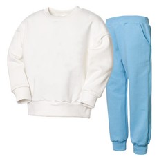 Uravi 兒童素色Veronica圓領棉質長袖大學T恤 + Vance束口鬆緊帶運動褲套裝