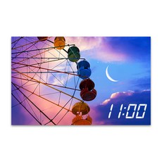 홈마인 캔버스 프린팅 액자 LED 시계 놀이공원 앤 열기구 800 x 500 mm, HM-PARK-11