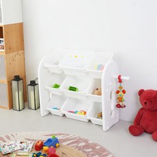 미루 유아용 초이스 3단 와이드애니 장난감 정리함, 화이트, 1개