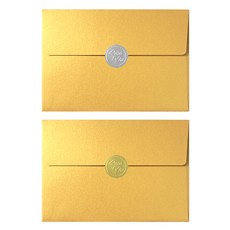 奢華珠光喜帖 明信片信封 30入 + 貼紙 10入 x 3入組, 金色(信封), 隨機出貨(貼紙), 1套