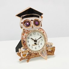 貓頭鷹造型低噪音桌鐘 kjco097, 金子