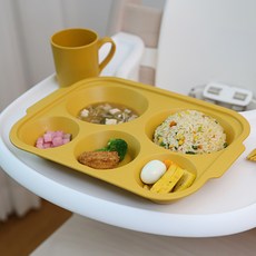 HouseTip 嬰幼兒用玉米澱粉PLA餐盤, 黃色, 5格, 1個
