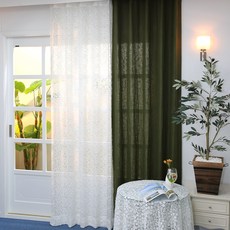 NASANDECO 鈴鐺刺繡亞麻窗簾 + 綁帶, 混合色