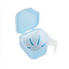 攜帶式假牙雙層清潔收納盒, 1個, 1個