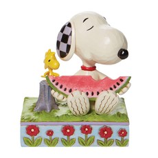 JIMSHORE 魔法城堡 史努比與糊塗塌客 吃西瓜公仔 12cm, 1個