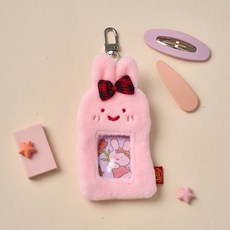 버터 밀크캣스쿨 스크래빗 증명사진 키링, 핑크, 1개, 12cm