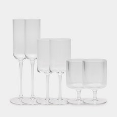 ssueim 豎紋紅酒杯 385ml 2入+香檳杯 220ml 2入+高腳杯 300ml 2入, 1組