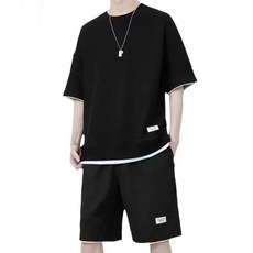 제이티엘 남성용 레이어드 박시 캐주얼 상하의 세트