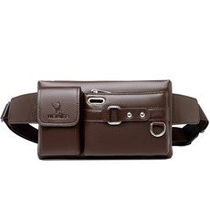 WEIXIER Elso 男士旅行用腰包斜背郵差包, 棕色