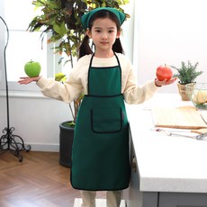 bebe chouette 孩童素色美術圍裙+頭巾+伸縮扣 2入