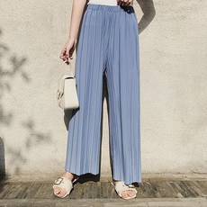 女款Berael涼感皺褶百褶高腰鬆緊寬褲