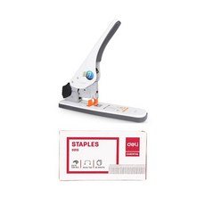 deLi 裝訂大 210 張 23 / 23 針訂書機 0485 + 專用兼容芯 0015 一套, 白色（訂書機）, 1套