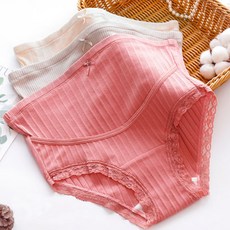 순면 통기성 하이웨이스트 복부 조절 항균 스트립 면 임산부 팬티