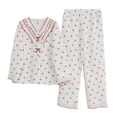 Minsung Company孕婦紅色蝴蝶結睡衣上下套裝