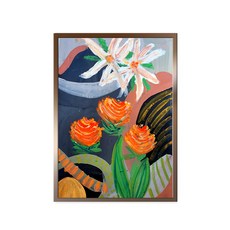 플라워아트01 포스터 + 알루미늄 액자 세트, 브론즈