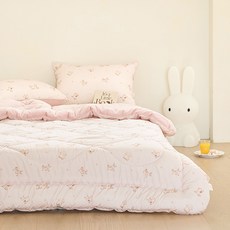 SesaOnline Hey Bunny 溫暖舒適極細纖維鋪棉兩用被枕頭套組, PINK