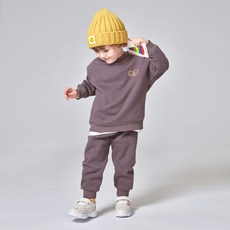 KIDSCOMO 童款表情圖案內刷毛大學T+束口褲套裝