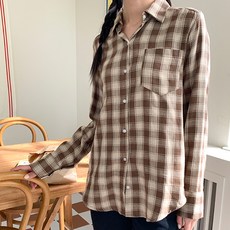 BBAEBBAE 女款翻領方格紋襯衫