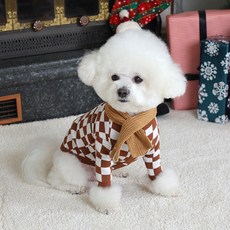 AMYLOVESPET 寵物狗 DE 棋盤格針織衫, 棕色