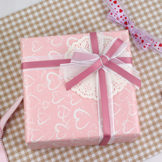 knockone Raon韓紙愛心捲筒包裝紙 53cm x 20m, 1個, 粉紅色