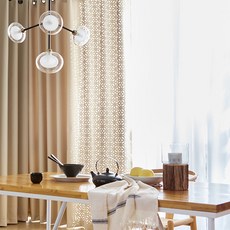 니팅 레이저 암막커튼 2p + 핀형 쉬폰 커튼 2p + 레일 + 봉 세트