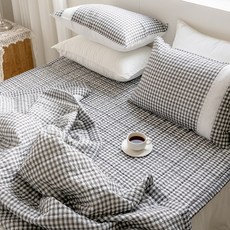 涼爽格紋泡泡紗夏季寢具組