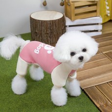 파스텔펫 반려동물 배색 발자국 올인원, 핑크, 1개