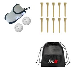 NAYASTYLE 高爾夫球袋 + 木製標準高爾夫球釘 10入 + 收納袋套組 GFYP-134-1 + 182-2PU, 混合色(收納袋), 單一色(高爾夫球釘)