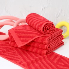 SOFT TOUCH 100克半竹線運動毛巾, 5個, 紅色