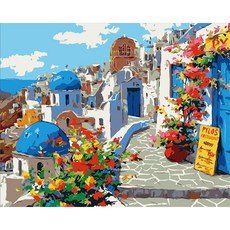 Aiemmini DIY 星光畫+光纖心情燈套組 40 x 50cm, 聖托里尼長廊