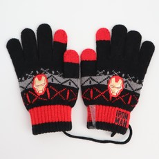 WINGHOUSE 男童鋼鐵人圖案掛繩觸控針織手套