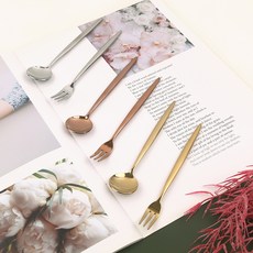 Bogen 蒙布朗皇家帝亞芒餐具3人份茶具組, 1套, 銀色茶匙 + 銀色茶叉 + 金色茶匙 + 金色茶叉 + 玫瑰金茶匙 + 玫瑰金茶叉