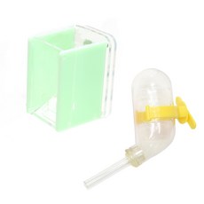 보라펫 아크릴 진공 급수기 거치대 + 진공급수기, 연두(급수기 거치대), 랜덤발송(진공급수기 플라스틱 고리), 1개
