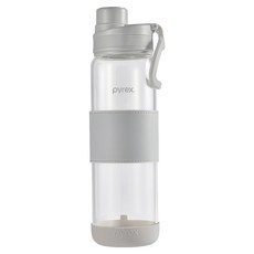 Corelle Brands 康寧餐具 PYREX Claro直飲便攜耐熱玻璃水瓶, 淺霜灰, 1個, 920ml