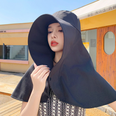 바코젤 롱 등산 낚시 모자, 블랙 블랙