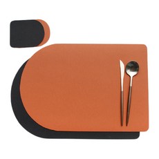 잇곰 심플한 호텔식 테이블매트 + 컵받침 세트, 브라운(매트), 블랙(컵받침), 30 x 45 cm, 1개