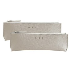 OBL 素色皮革鉛筆盒, 暖灰色, 2個