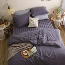 I'm Living 法式素色柔軟水洗被套, 木炭