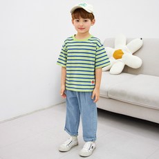 WALTONKIDS 兒童透氣夏季彩色條紋T恤