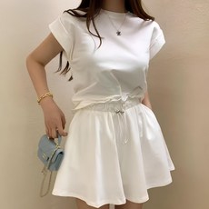 메이첼 롤업 반팔티 러플 반바지 여름 상하 세트 10518