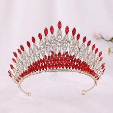LUNA GLAM 自助婚紗高端美妝水鑽皇冠, 1個, 金紅色(LUD138)