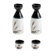 O 椅子 A 大麥田瓷酒瓶 + 酒杯套組, 2套, 瓶子 2p + 玻璃 2p