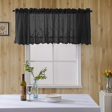 Market A 蕾絲短版廚房窗簾, 黑色