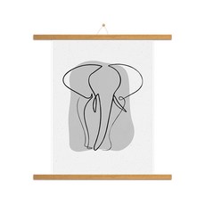 인테리어 우드 족자 + 코끼리D 포스터 + 끈 랜덤발송 세트, 모카