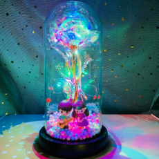 Roy Wing玫瑰花禮盒LED燈飾小情侶彈吉他+購物袋, 混色