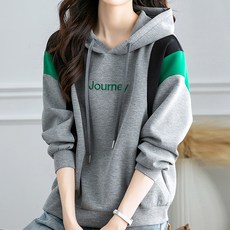 Queenis 女性字母撞色連帽T恤