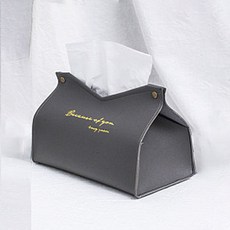 고급스러운 인조 가죽 레터링 티슈 케이스 V라인, 그레이