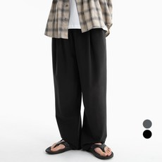UnionStudio 單褶寬版鬆緊西裝褲 UI2WSP